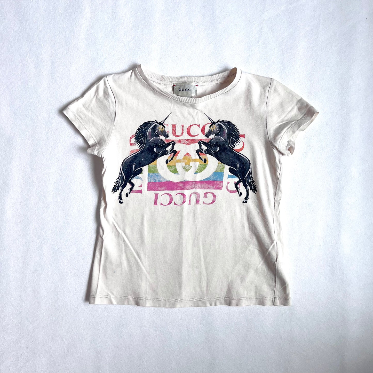 (Pre-loved) Gucci Two Horses Short Sleeves T-Shirt 女童白色短袖T恤 6Y