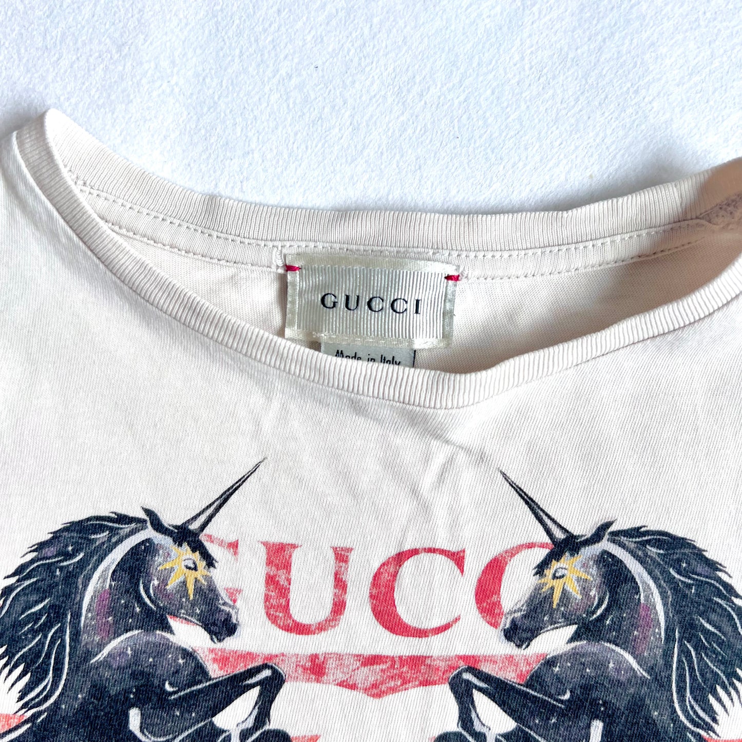 (Pre-loved) Gucci Two Horses Short Sleeves T-Shirt 女童白色短袖T恤 6Y