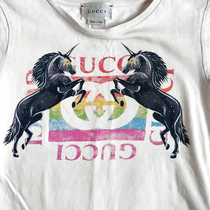 (Pre-loved) Gucci Two Horses Short Sleeves T-Shirt 女童白色短袖T恤 6Y