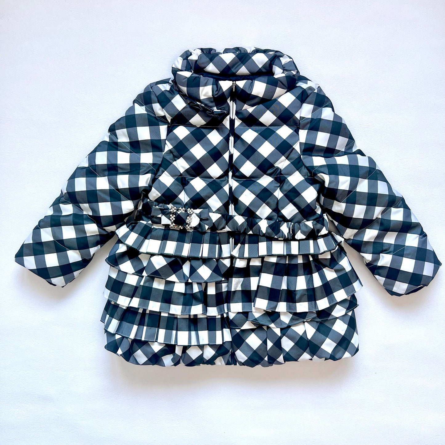 (Pre-loved) Nicholas & Bears Checkered Puffer Jacket 黑白格仔羽絨外套 6Y