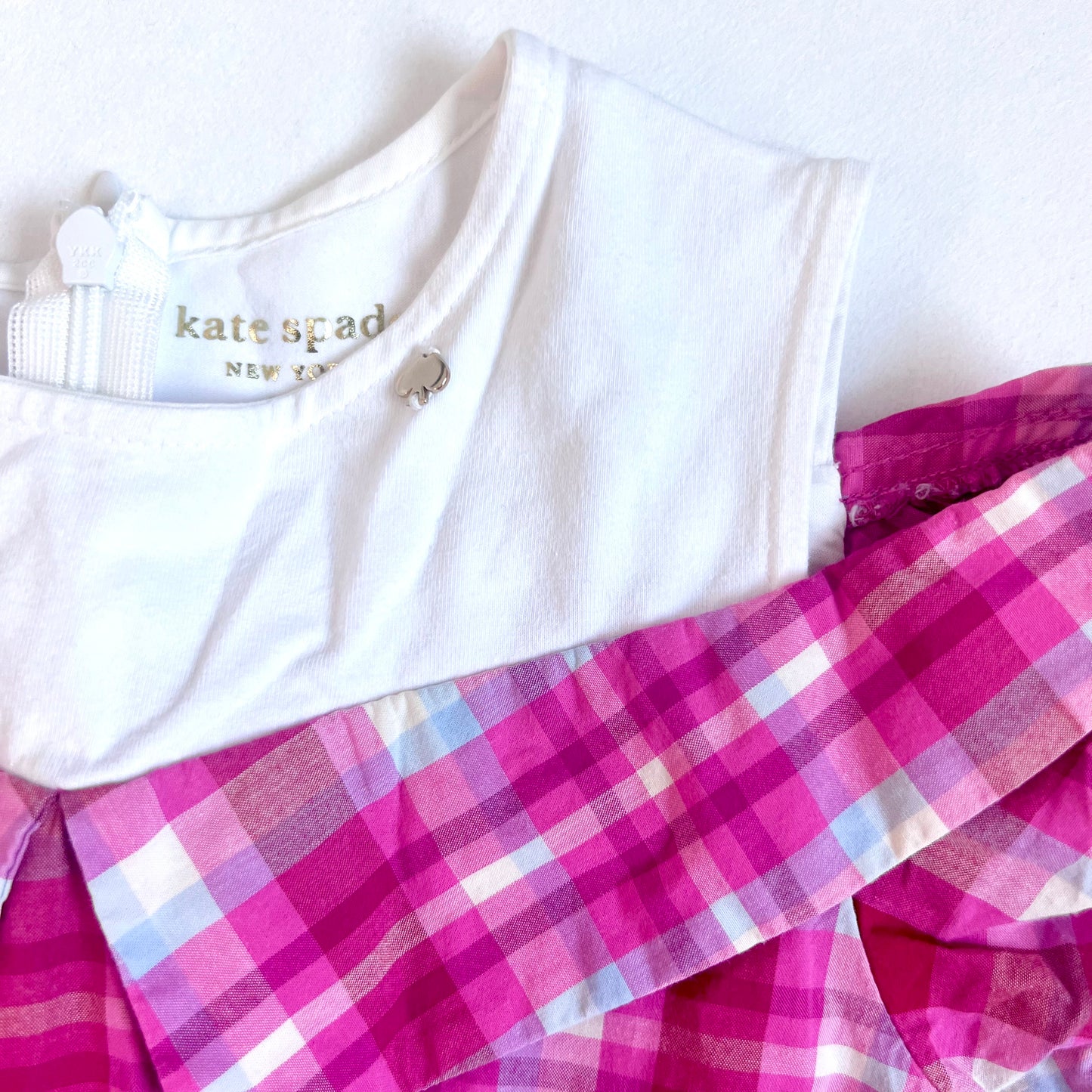 (Pre-loved) Kate Spade Pink Short Sleeves Dress 粉紅格仔短袖連身裙 6Y 120cm