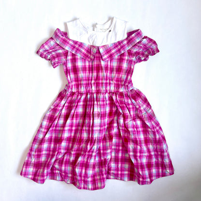(Pre-loved) Kate Spade Pink Short Sleeves Dress 粉紅格仔短袖連身裙 6Y 120cm