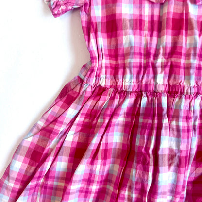 (Pre-loved) Kate Spade Pink Short Sleeves Dress 粉紅格仔短袖連身裙 6Y 120cm