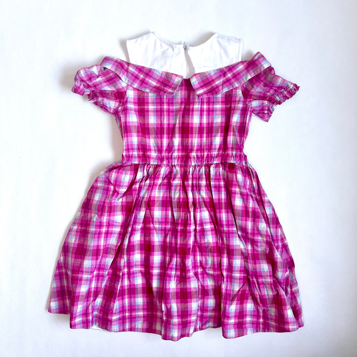 (Pre-loved) Kate Spade Pink Short Sleeves Dress 粉紅格仔短袖連身裙 6Y 120cm