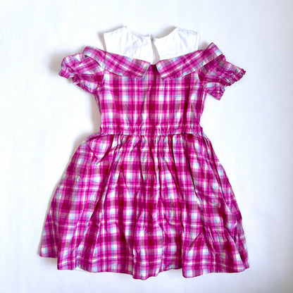 (Pre-loved) Kate Spade Pink Short Sleeves Dress 粉紅格仔短袖連身裙 6Y 120cm