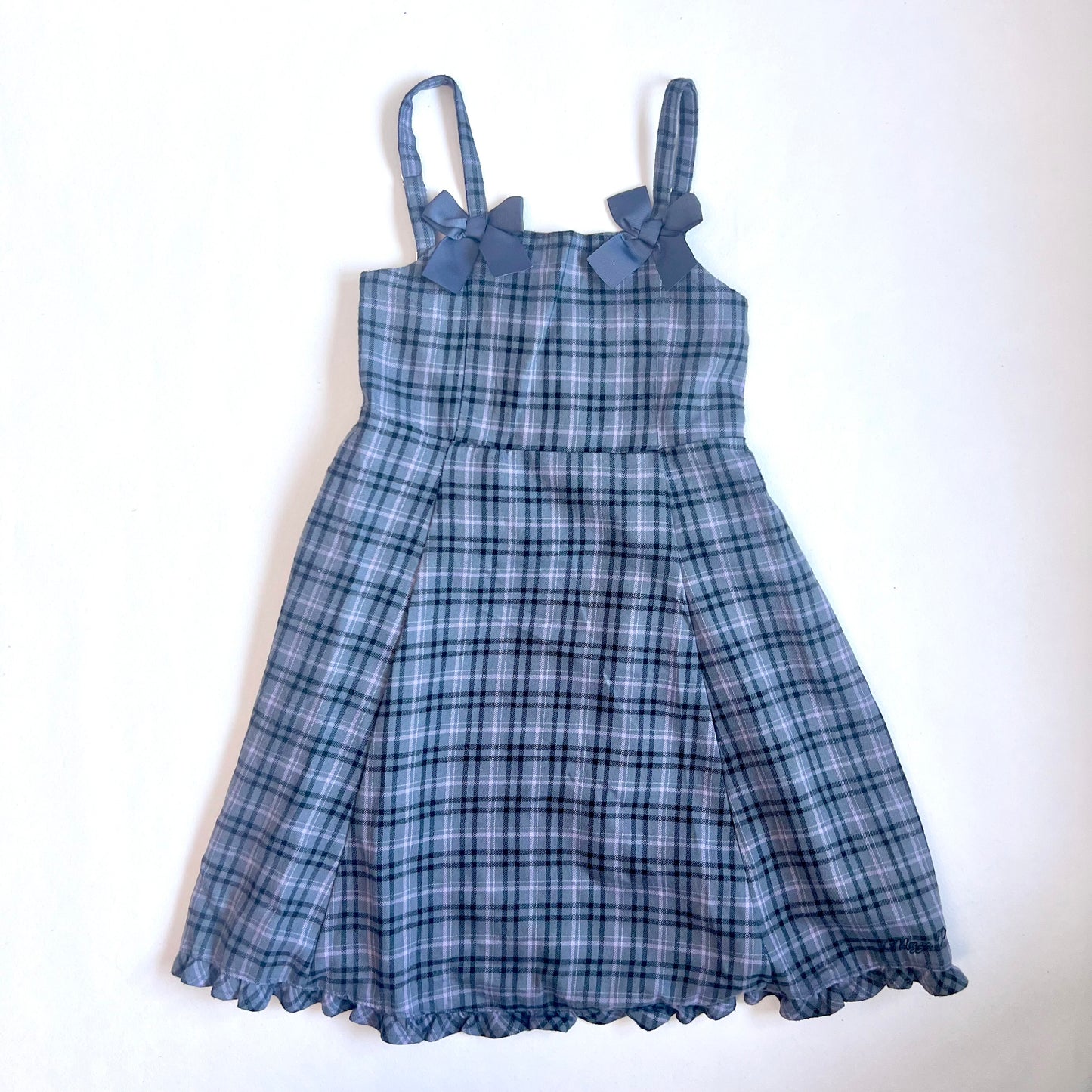 (Pre-loved) Mezzo Piano Blue Dress 女童吊帶格仔裙 140