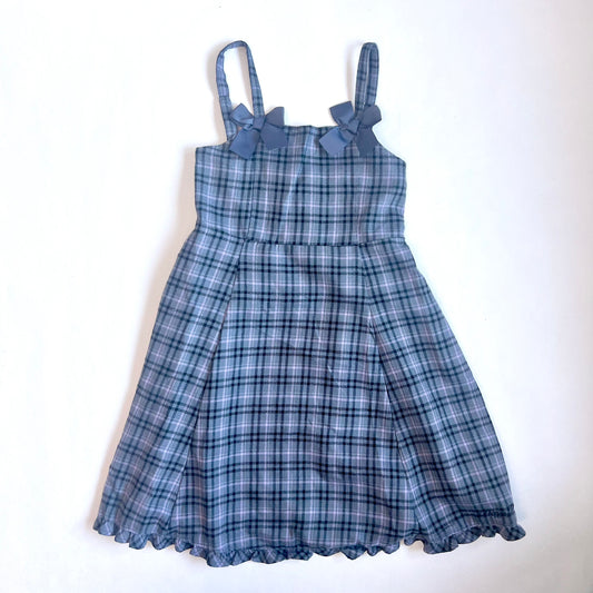 (Pre-loved) Mezzo Piano Blue Dress 女童吊帶格仔裙 140