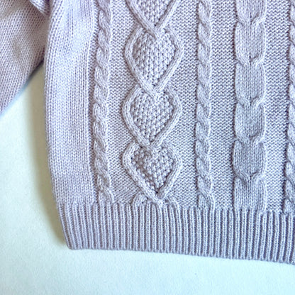 (Pre-loved) Mezzo Piano Light Purple Sweater 淺紫色麻花針織毛衣 9Y/140