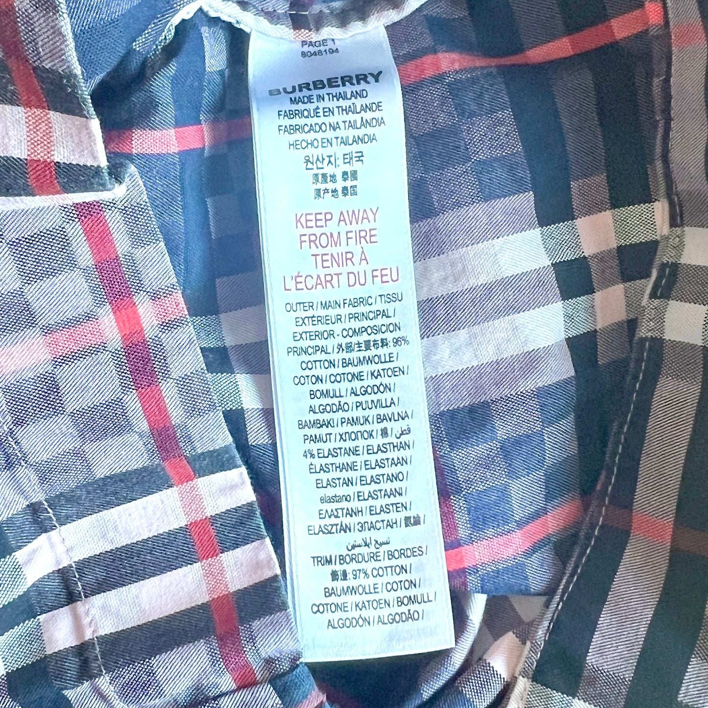 (Pre-loved) Burberry Check Short 格仔短褲 4Y