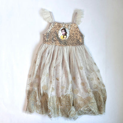 (Pre-loved) Disney day dress Bell, Beauty and the Beast 迪士尼美女與野獸貝兒公主裙 4Y