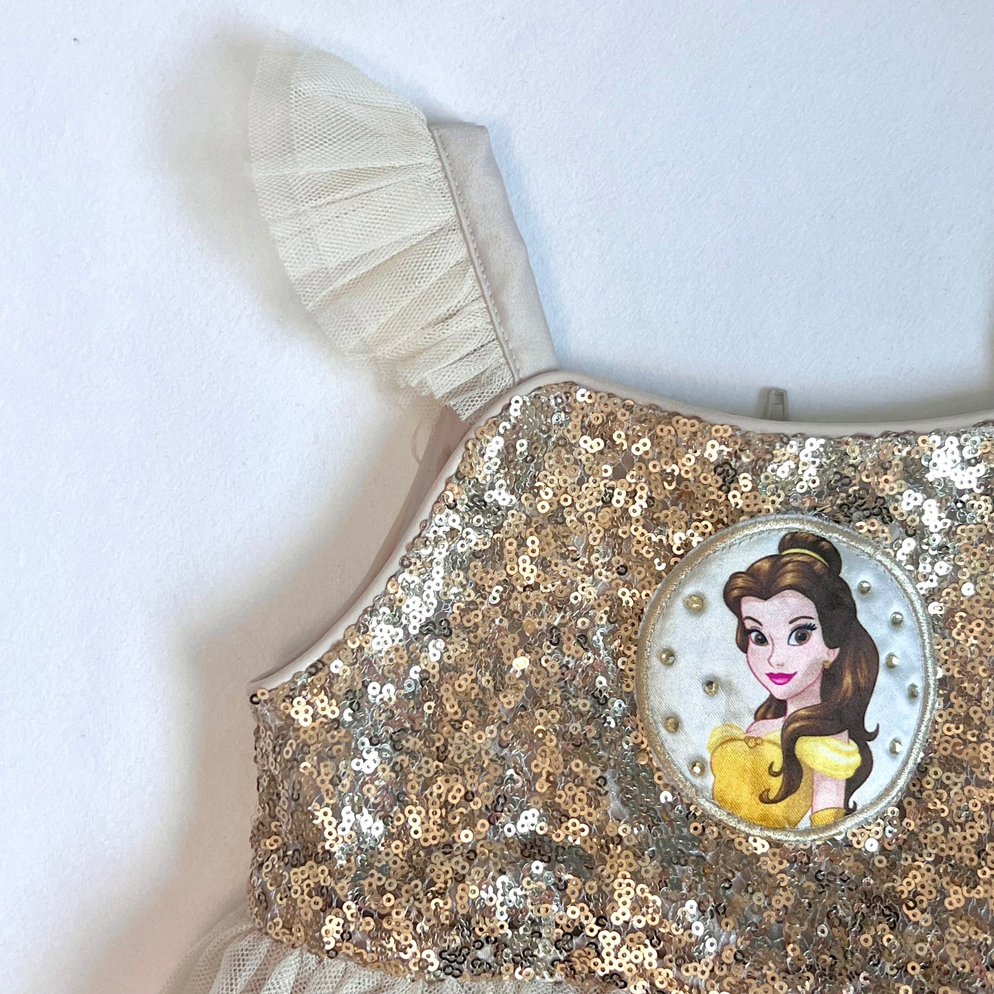 (Pre-loved) Disney day dress Bell, Beauty and the Beast 迪士尼美女與野獸貝兒公主裙 4Y