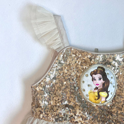 (Pre-loved) Disney day dress Bell, Beauty and the Beast 迪士尼美女與野獸貝兒公主裙 4Y