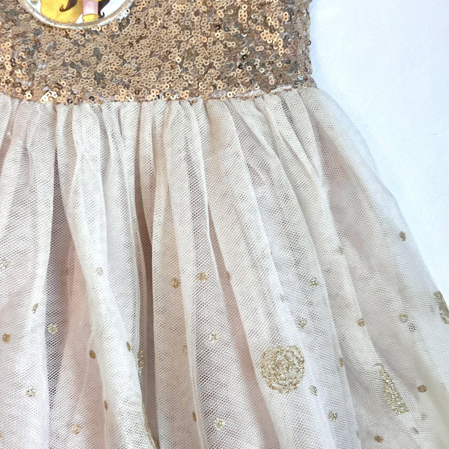 (Pre-loved) Disney day dress Bell, Beauty and the Beast 迪士尼美女與野獸貝兒公主裙 4Y