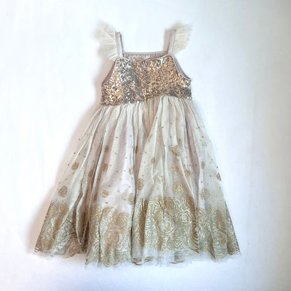 (Pre-loved) Disney day dress Bell, Beauty and the Beast 迪士尼美女與野獸貝兒公主裙 4Y