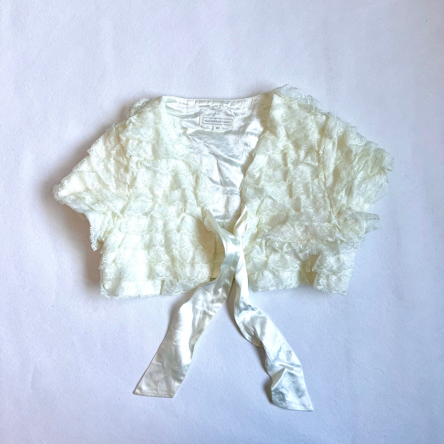 (Pre-loved) Nicholas & Bears Ivory White Lace Short Slevees Cardigan 米白色短袖開襟衫 6Y
