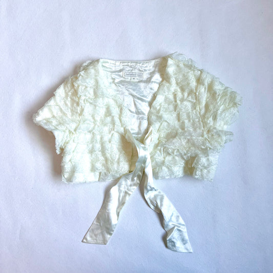 (Pre-loved) Nicholas & Bears Ivory White Lace Short Slevees Cardigan 米白色短袖開襟衫 6Y