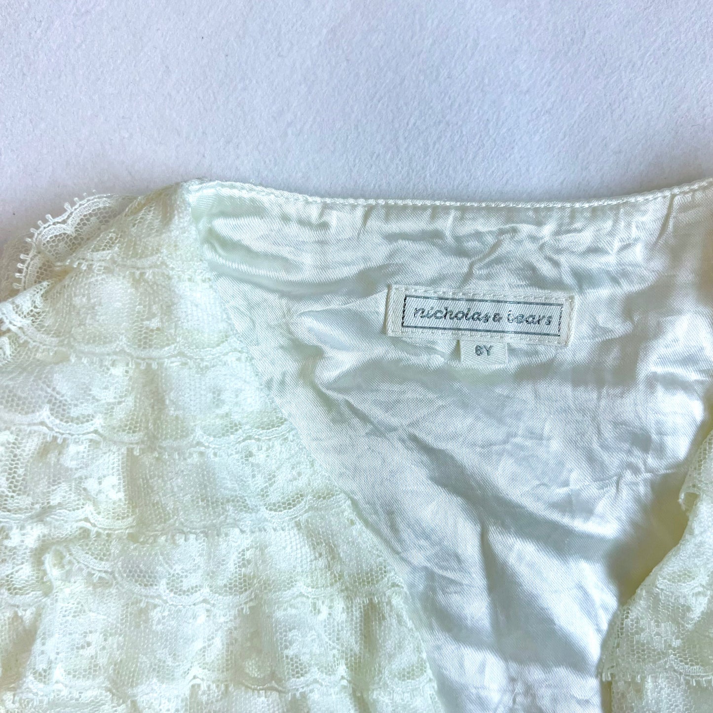 (Pre-loved) Nicholas & Bears Ivory White Lace Short Slevees Cardigan 米白色短袖開襟衫 6Y