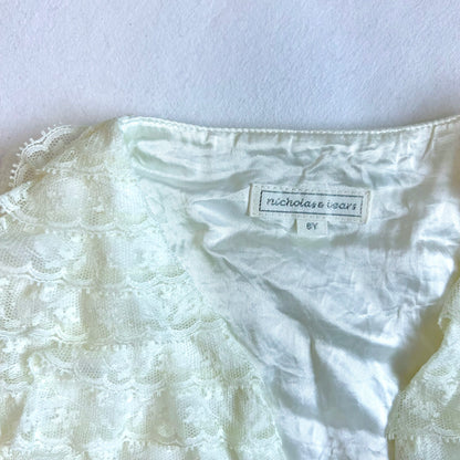 (Pre-loved) Nicholas & Bears Ivory White Lace Short Slevees Cardigan 米白色短袖開襟衫 6Y