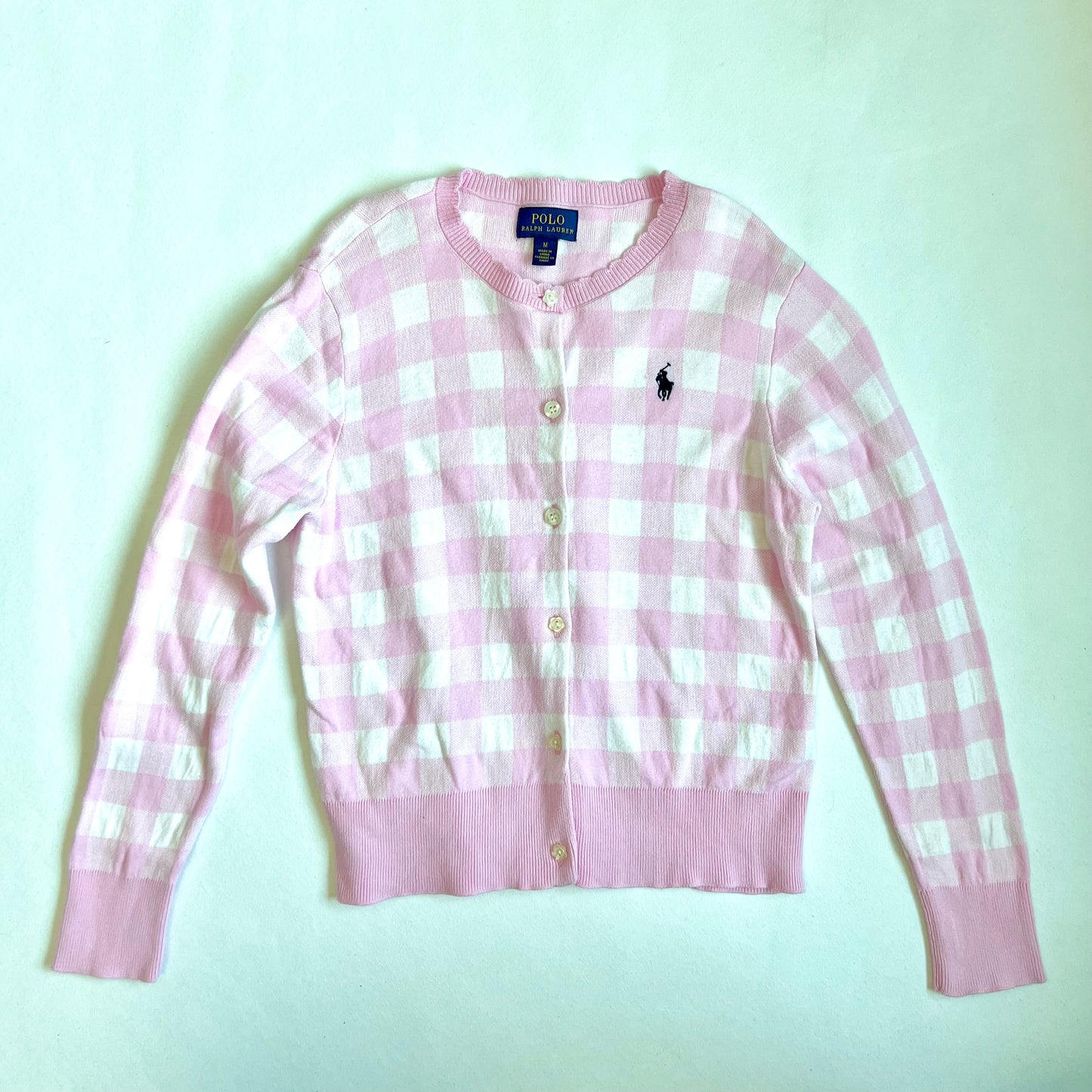 (Pre-loved) Polo Ralph Lauren Pink Check Cardigan 粉紅色格仔開襟衫 8-10Y