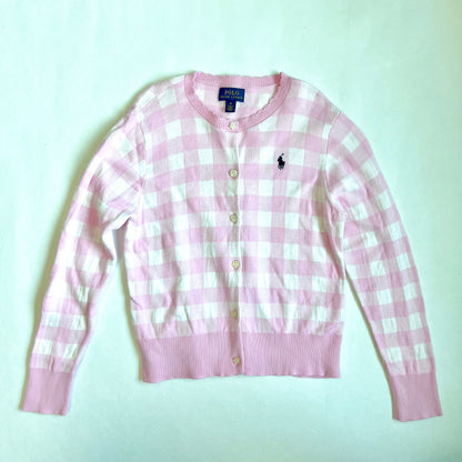 (Pre-loved) Polo Ralph Lauren Pink Check Cardigan 粉紅色格仔開襟衫 8-10Y