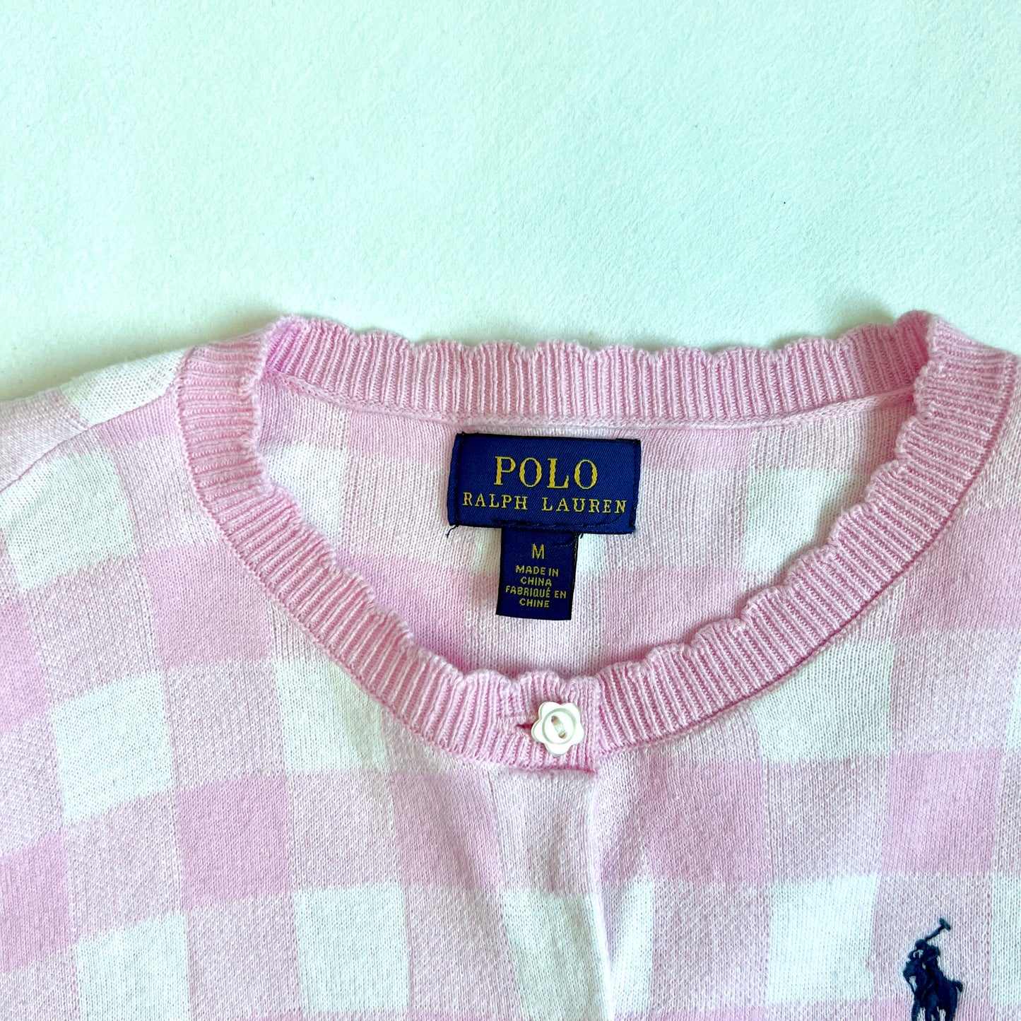 (Pre-loved) Polo Ralph Lauren Pink Check Cardigan 粉紅色格仔開襟衫 8-10Y