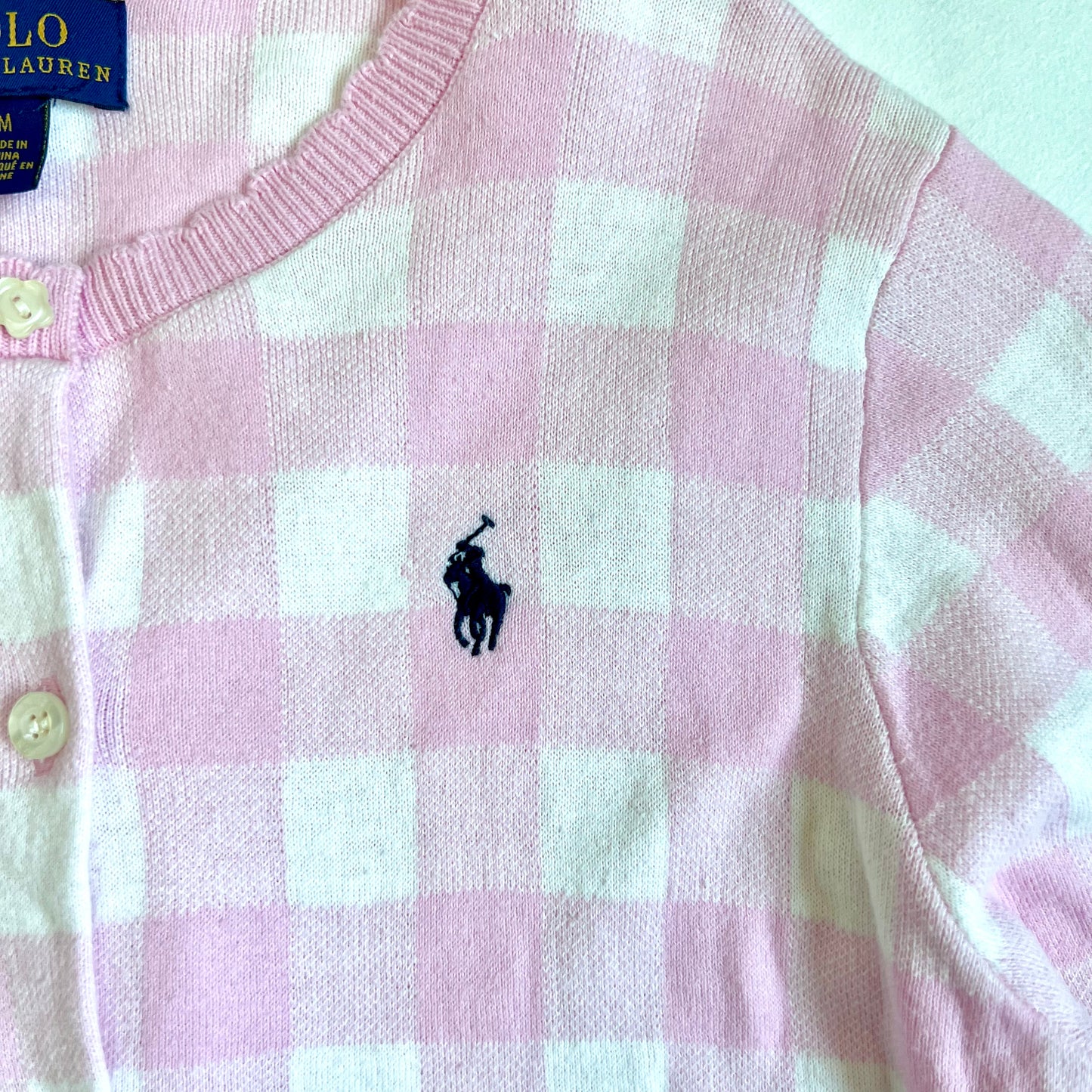 (Pre-loved) Polo Ralph Lauren Pink Check Cardigan 粉紅色格仔開襟衫 8-10Y