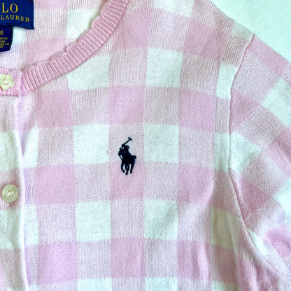 (Pre-loved) Polo Ralph Lauren Pink Check Cardigan 粉紅色格仔開襟衫 8-10Y