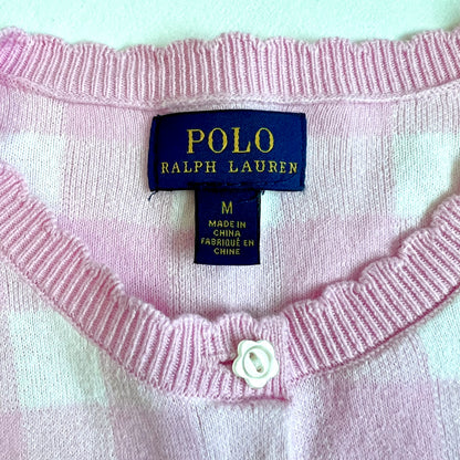 (Pre-loved) Polo Ralph Lauren Pink Check Cardigan 粉紅色格仔開襟衫 8-10Y