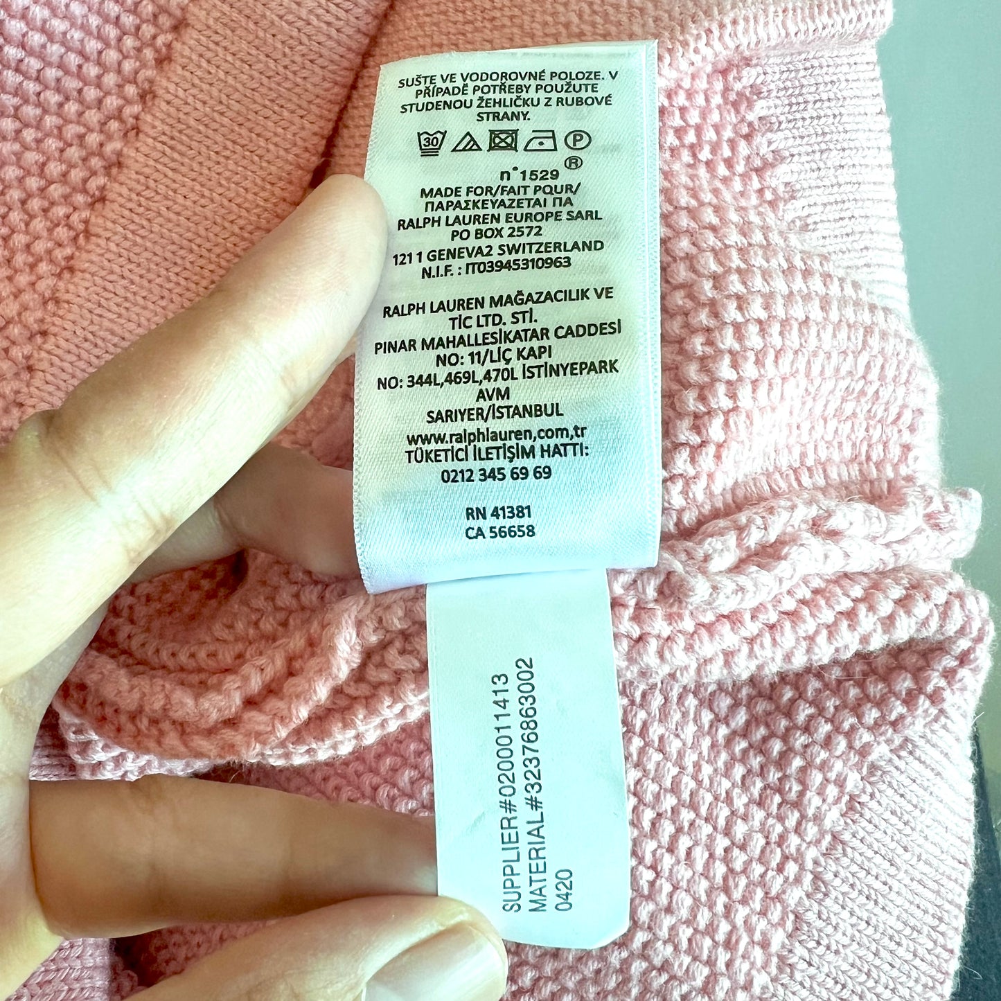 (Pre-loved) Polo Ralph Lauren Pink Cardigan 粉紅色開襟衫 7Y