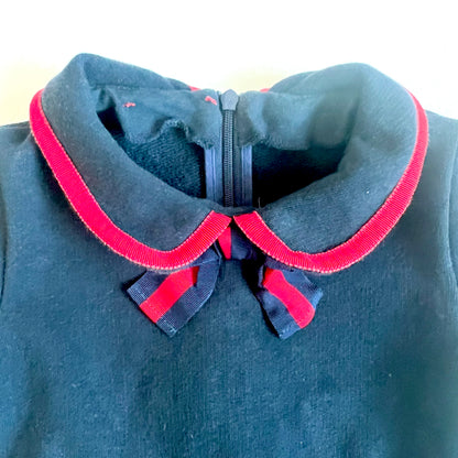 (Pre-loved) Gucci Navy Dress Ribbon Bow 深藍色蝴蝶結短袖連身裙 3Y