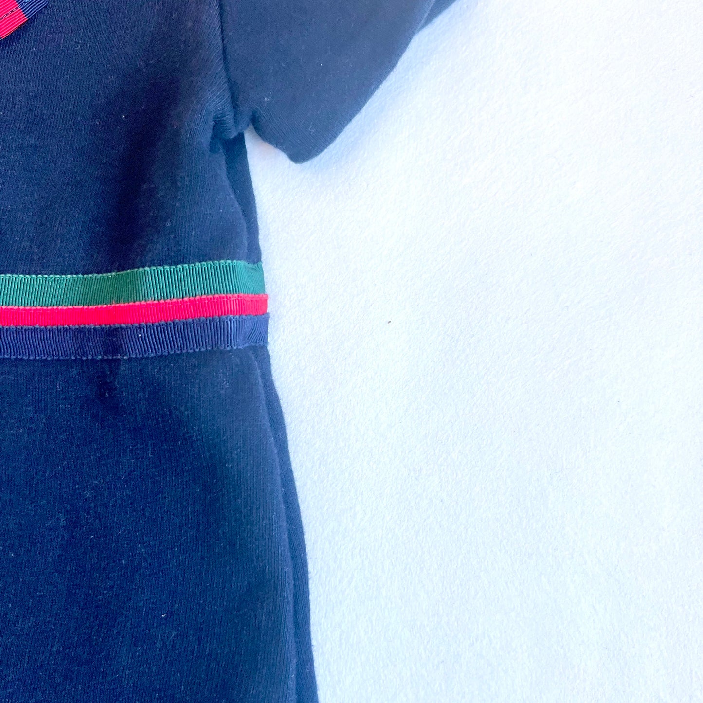 (Pre-loved) Gucci Navy Dress Ribbon Bow 深藍色蝴蝶結短袖連身裙 3Y