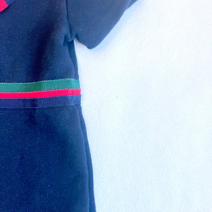 (Pre-loved) Gucci Navy Dress Ribbon Bow 深藍色蝴蝶結短袖連身裙 3Y