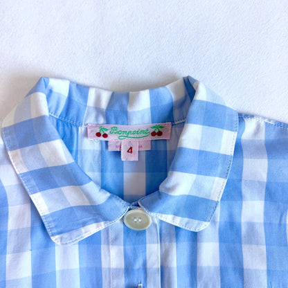 (Pre-loved) Bonpoint Blue and White Checked Dress 女童藍白短袖連身裙 4Y