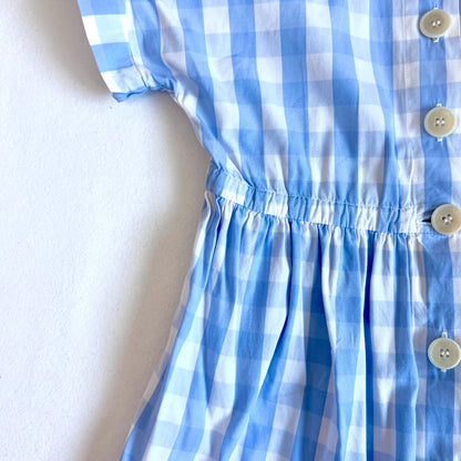 (Pre-loved) Bonpoint Blue and White Checked Dress 女童藍白短袖連身裙 4Y
