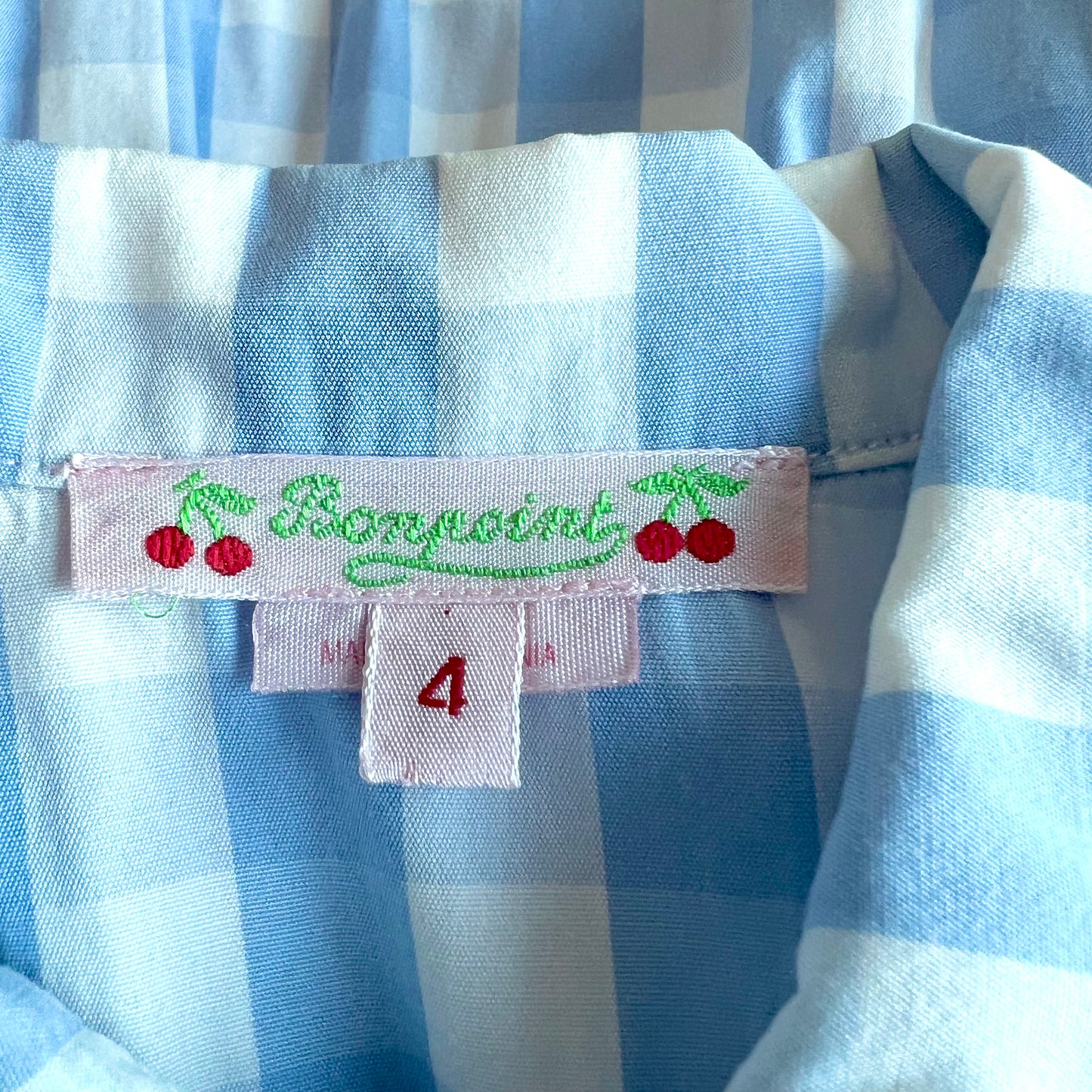 (Pre-loved) Bonpoint Blue and White Checked Dress 女童藍白短袖連身裙 4Y