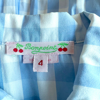(Pre-loved) Bonpoint Blue and White Checked Dress 女童藍白短袖連身裙 4Y