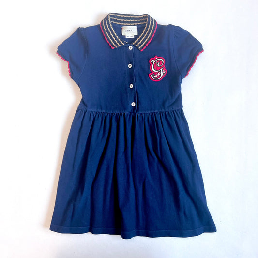 (Pre-loved) Gucci Navy Blue Short Sleeve Polo Dress 深藍色短袖連衣裙 5Y