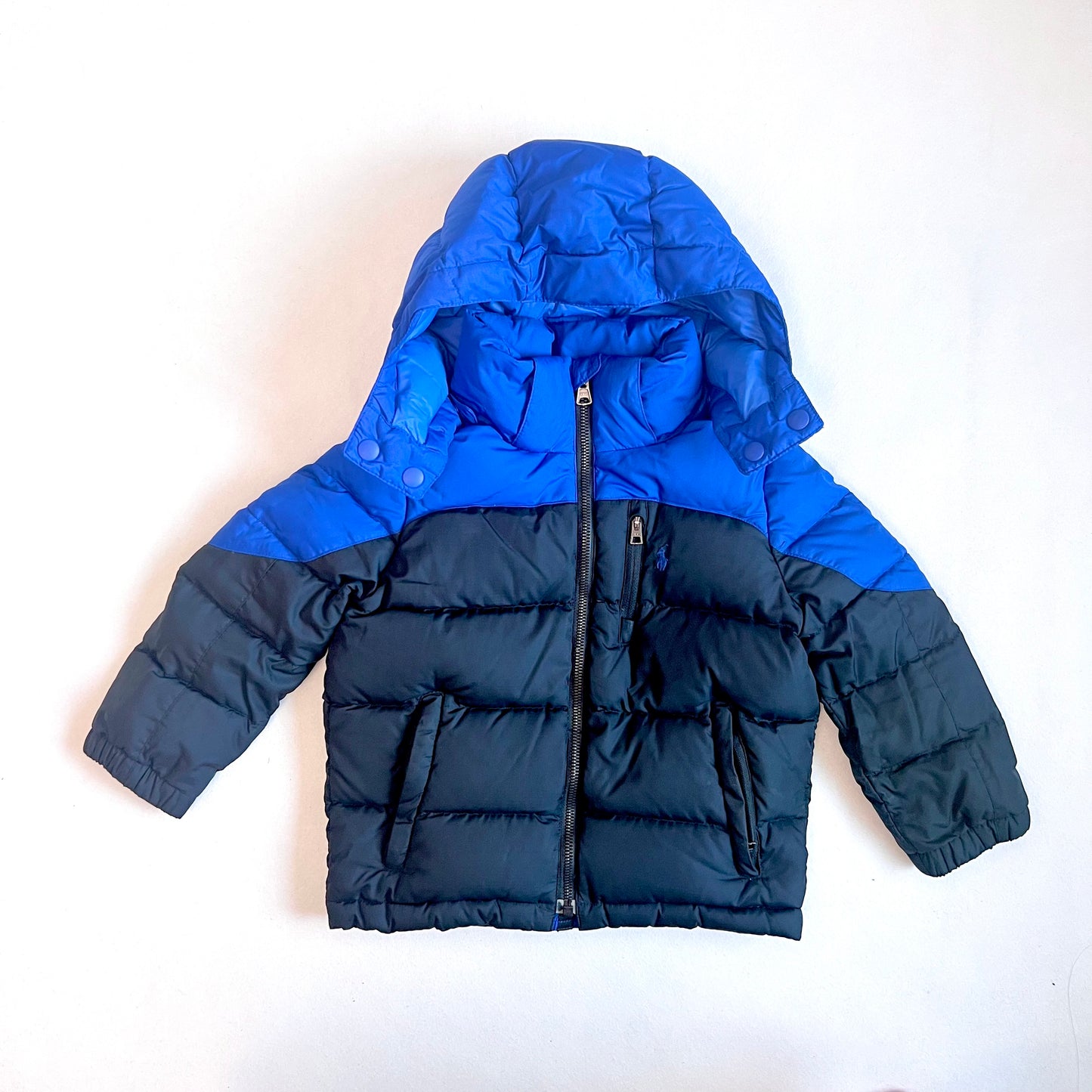 (Pre-loved) Polo Ralph Lauren Hooded Down Jacket 男童黑藍色有帽羽絨外套 4Y
