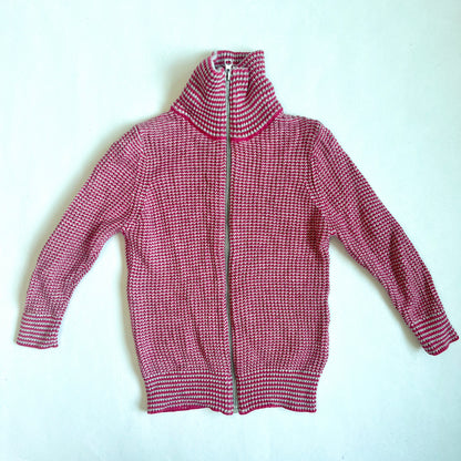 (Pre-loved) Seed Knit  Red Zip-up Jacket 紅色長袖拉鏈上衣 3-4Y
