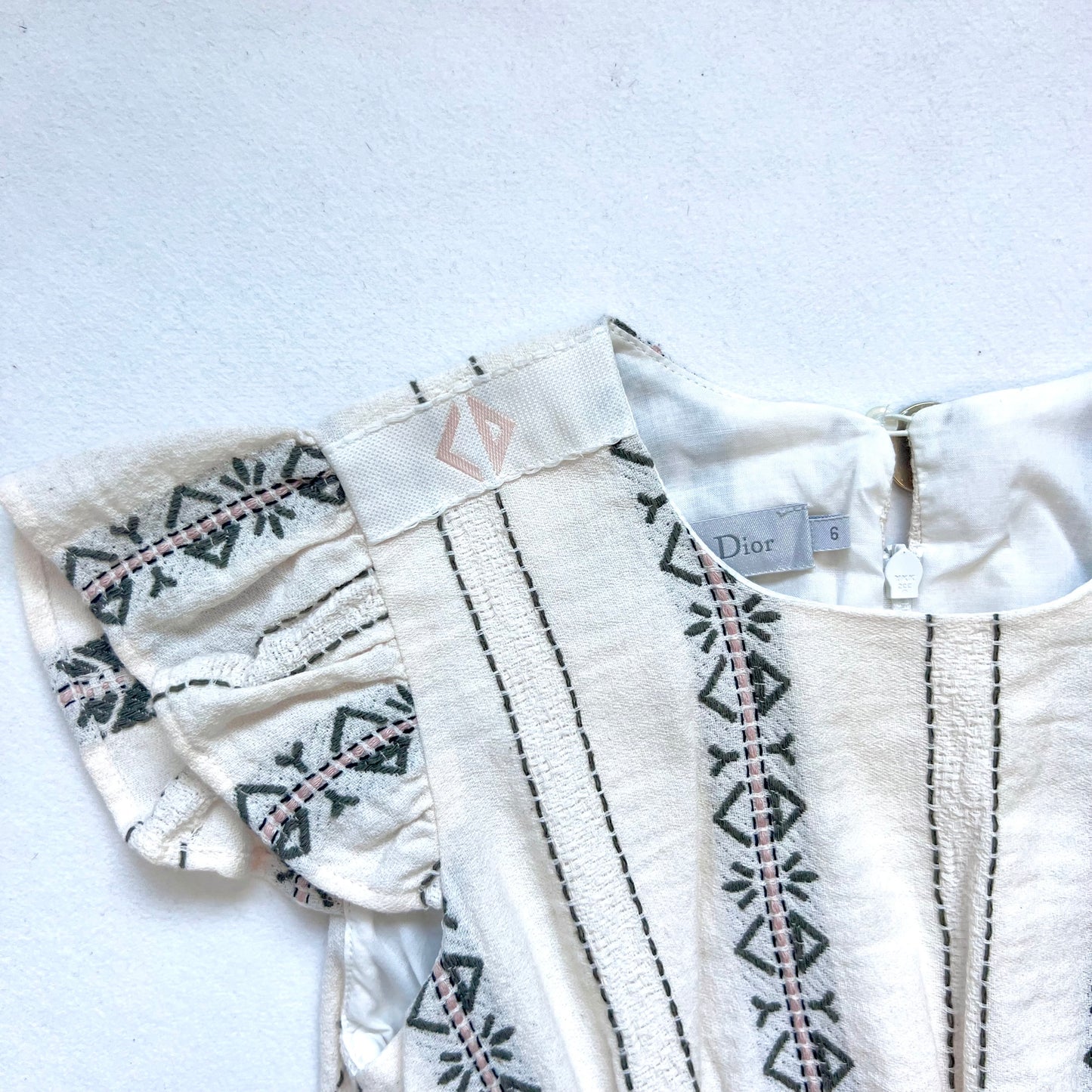 (Pre-loved) Dior Stripe White Dress 女童白色裙 6Y