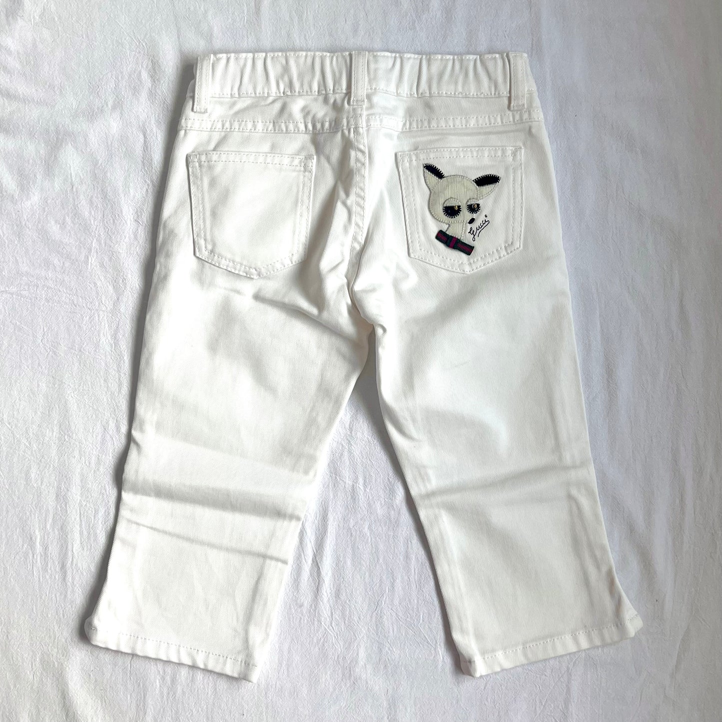 (Pre-loved) Gucci White Doggy Demin Jeans 白色牛仔長褲 6Y