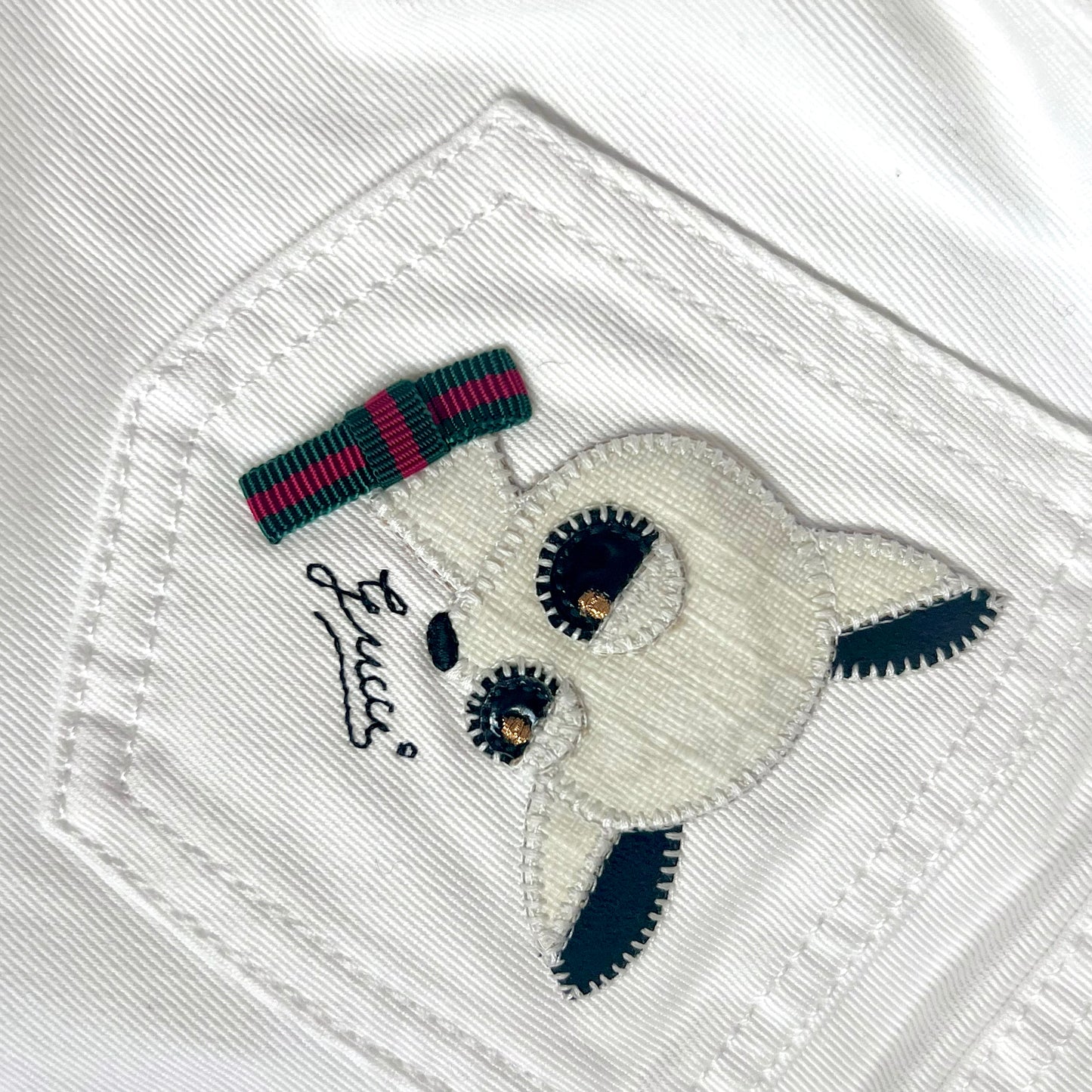 (Pre-loved) Gucci White Doggy Demin Jeans 白色牛仔長褲 6Y