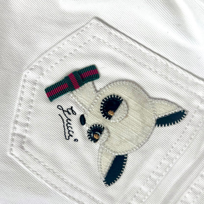 (Pre-loved) Gucci White Doggy Demin Jeans 白色牛仔長褲 6Y