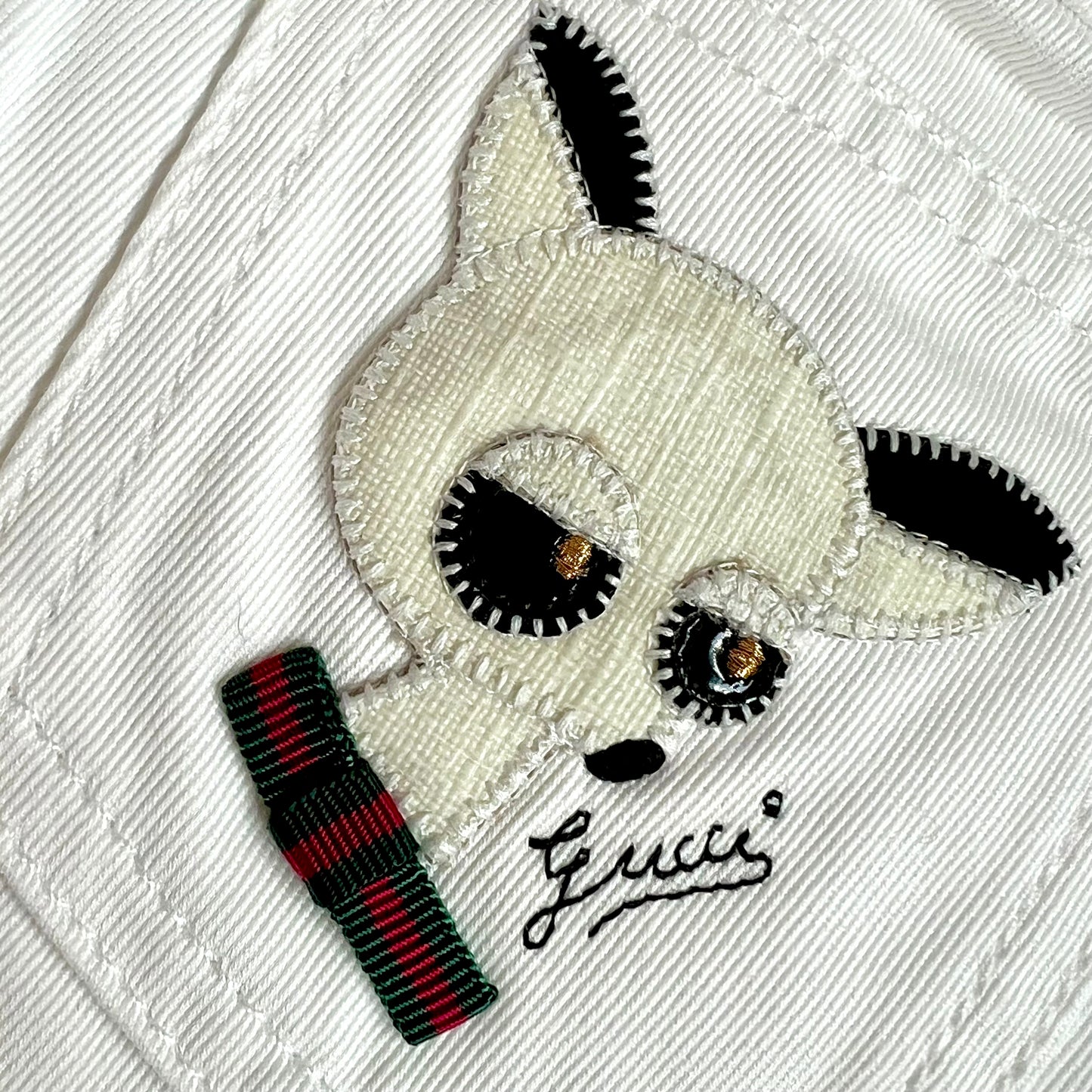 (Pre-loved) Gucci White Doggy Demin Jeans 白色牛仔長褲 6Y