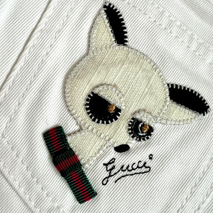 (Pre-loved) Gucci White Doggy Demin Jeans 白色牛仔長褲 6Y