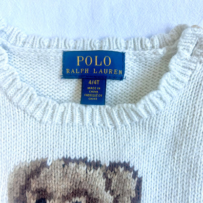 (Pre-loved) Polo Ralph Lauren RL Bear Sweater 女童白色長袖小熊毛衣 4T