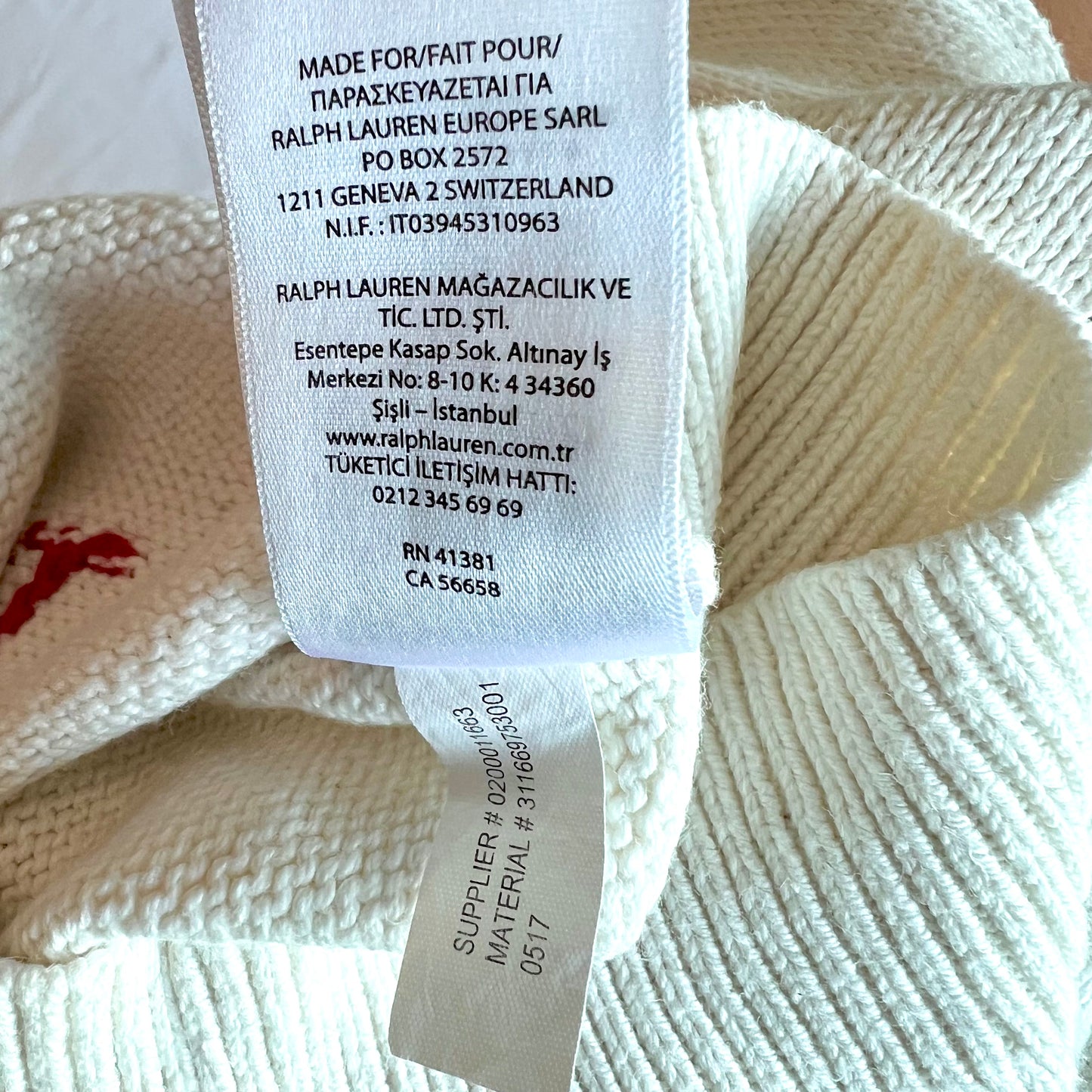 (Pre-loved) Polo Ralph Lauren RL Bear Sweater 女童白色長袖小熊毛衣 4T