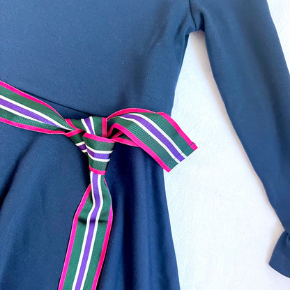 (Pre-loved) Polo Ralph Lauren Navy Blue Dress with Pink Belts 女童深藍色長袖裙連身裙 3T