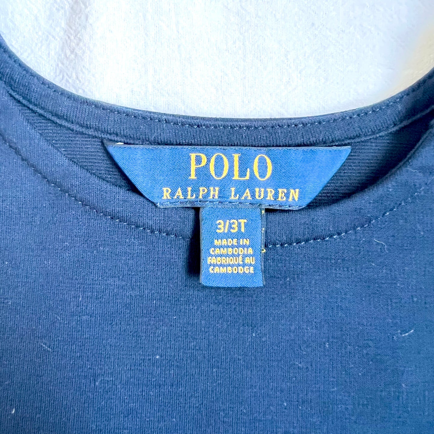 (Pre-loved) Polo Ralph Lauren Navy Blue Dress with Pink Belts 女童深藍色長袖裙連身裙 3T