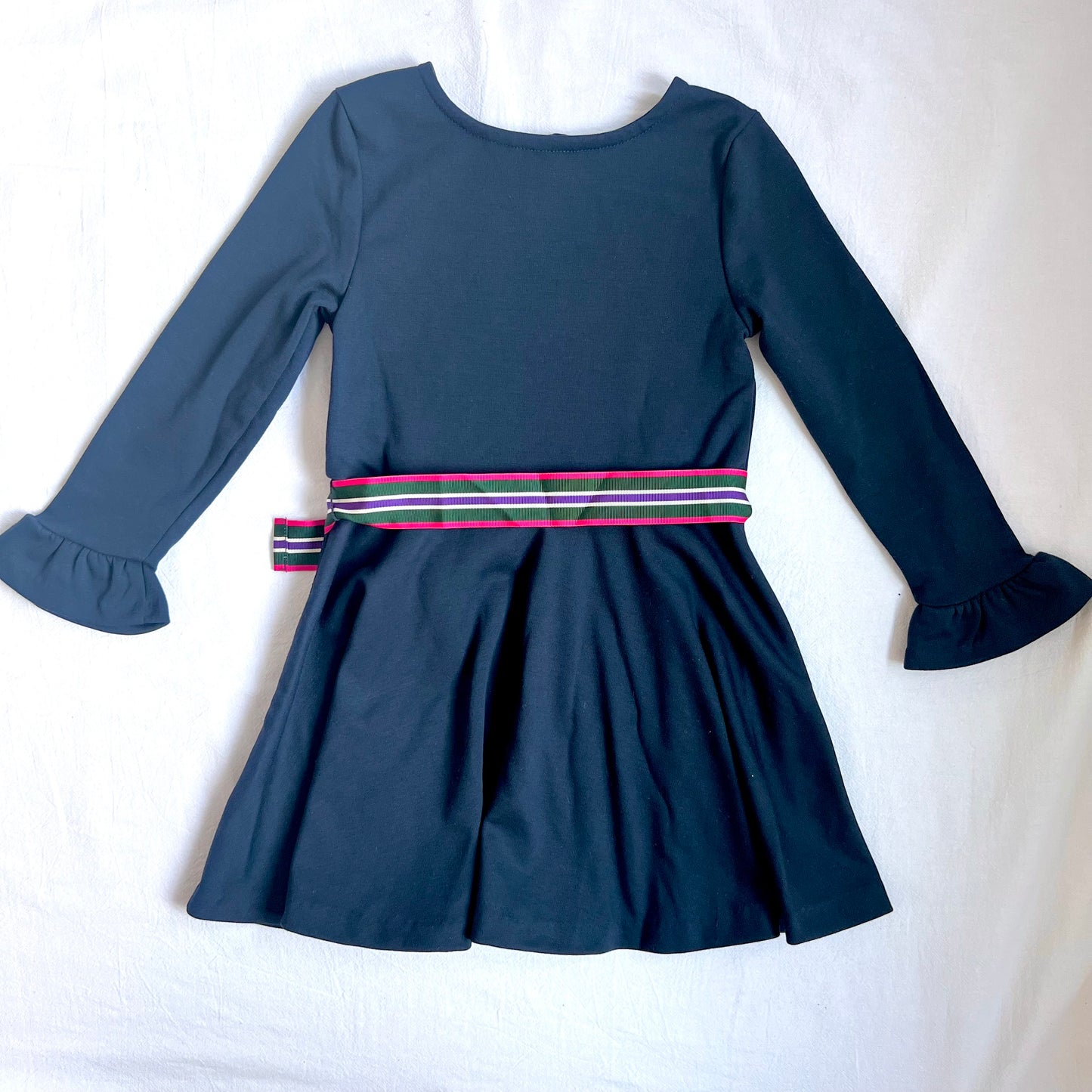 (Pre-loved) Polo Ralph Lauren Navy Blue Dress with Pink Belts 女童深藍色長袖裙連身裙 3T